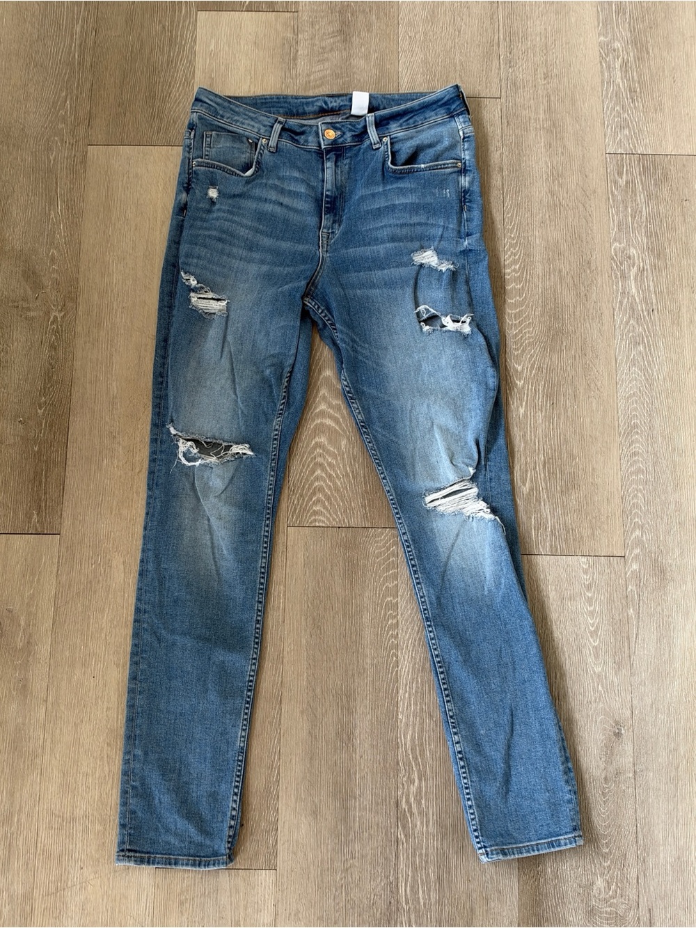 H&M Blue Distressed Skinny Jeans